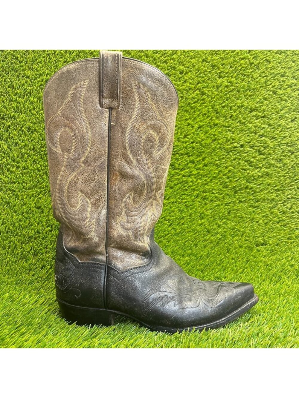 Dan Post El‎ Paso Mens Size 8EW Black Brown Classic Outdoor Cowboy Western Boots